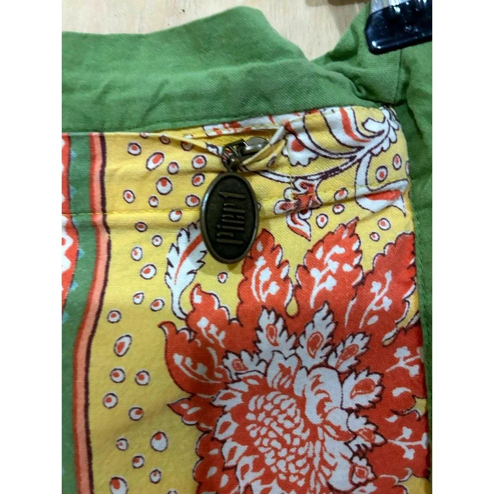 Pier 1 Imports Reversible Floral Striped Pillow Sham 2 Yellow Green 19x19 Square